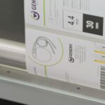Closeup of X350 printed label as it is inspected by the Inspectra In-Line Vision Inspection System