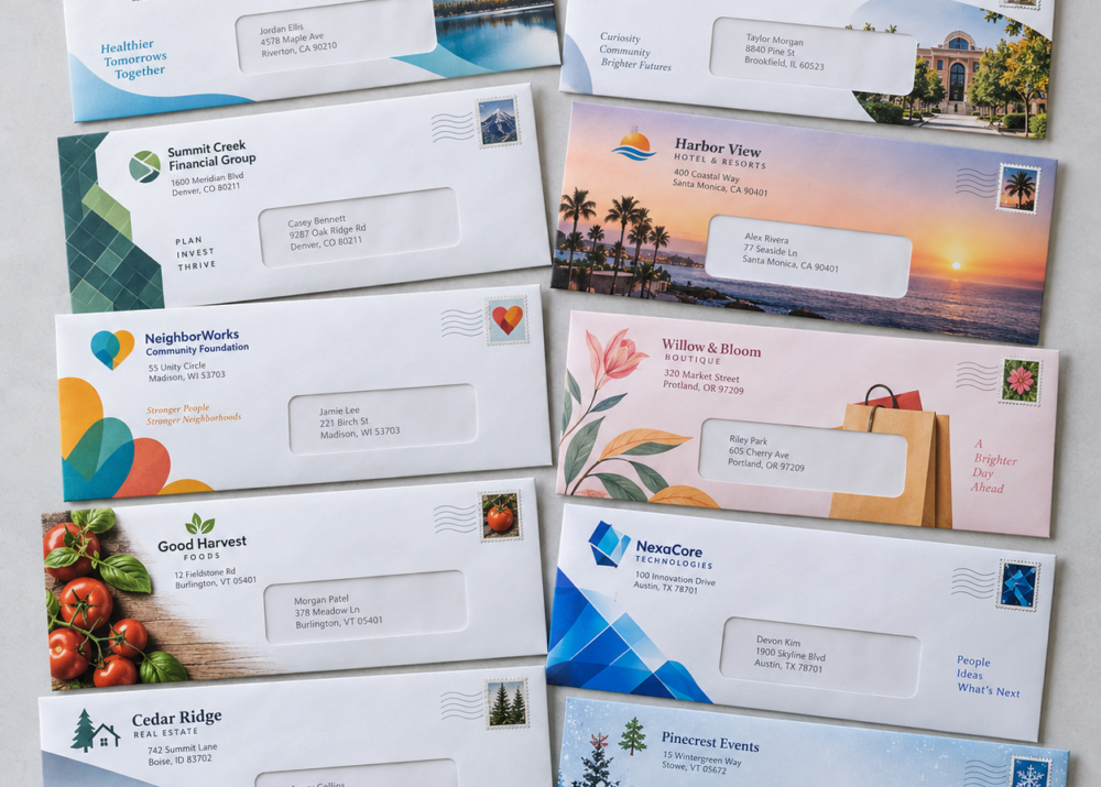 collection of customer printed envelopes